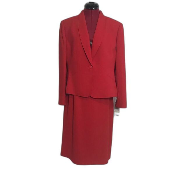 Kasper Skirt Suit Women's Size 14P Red 2-Piece Set Blazer & Skirt Set NWT - Picture 1 of 14